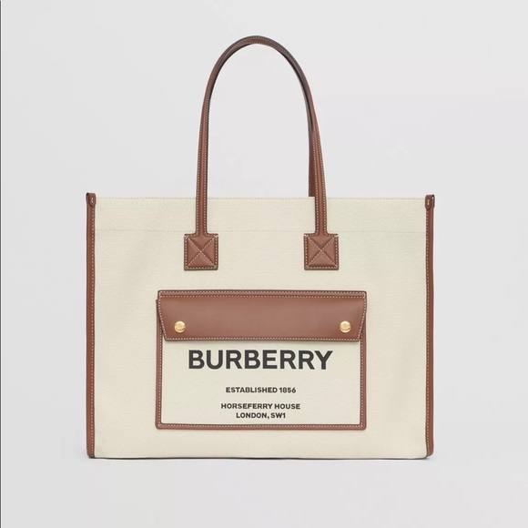 Burberry Medium Two-tone Canvas and Leather Freya Tote - Picture 4 of 14